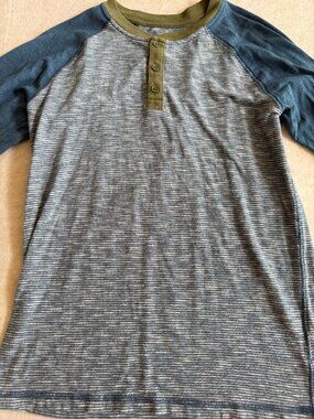 Faded Glory Boys Navy Blue Long Sleeved Shirt Size XL (16/18) Cotton Basic